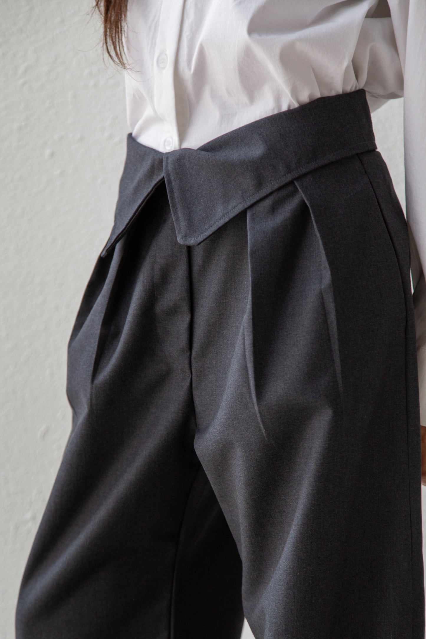 Pants with folded waist