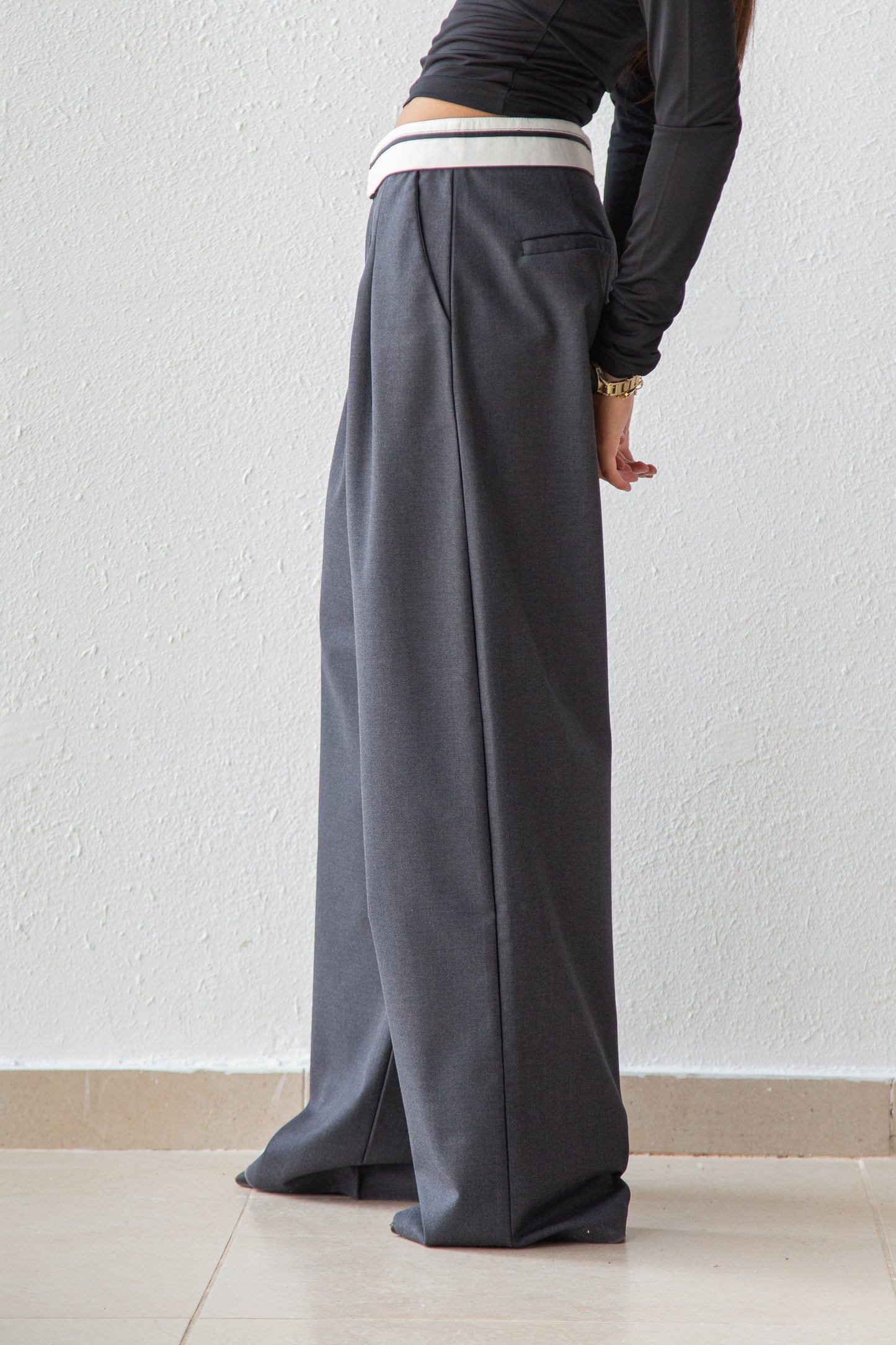 Pants with white waist band