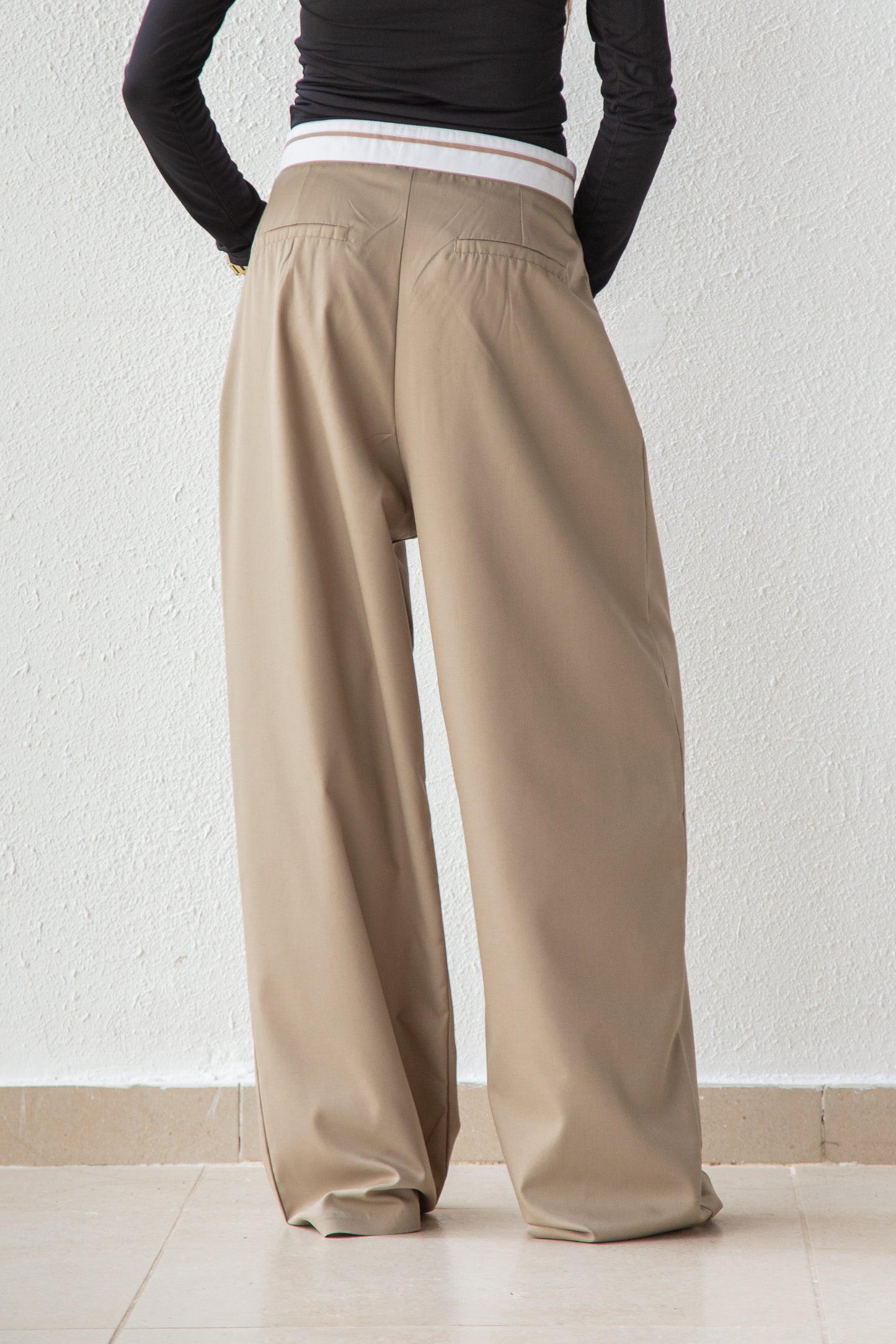 Pants with white waist band