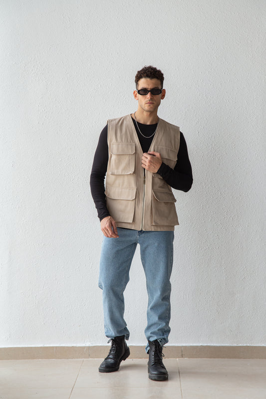 Gabardine cargo vest