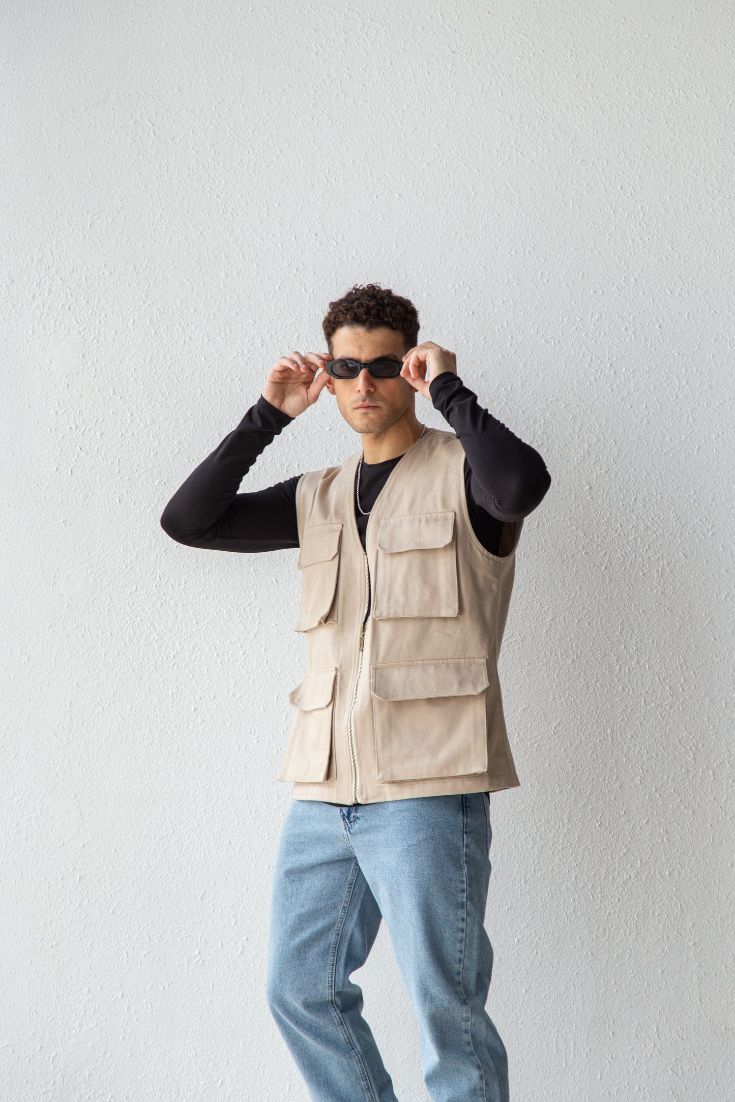 Gabardine cargo vest