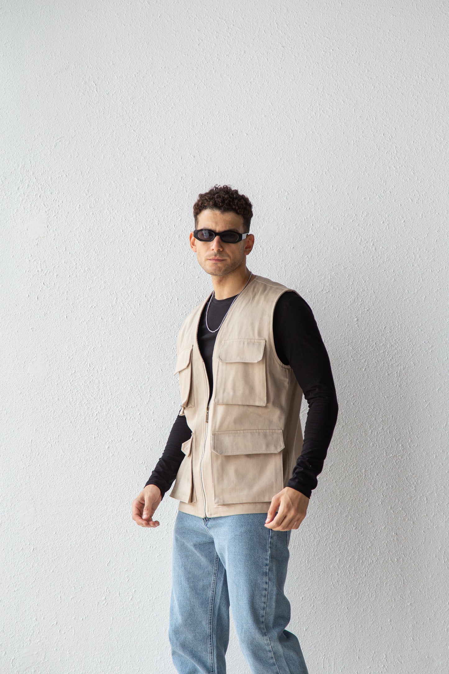 Gabardine cargo vest