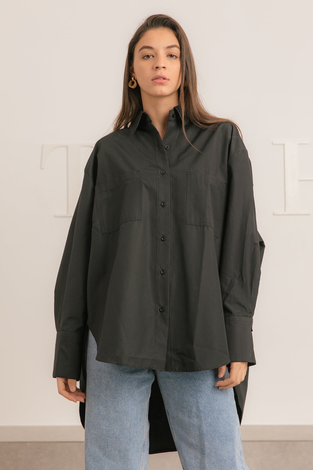 Oversized poplin shirt