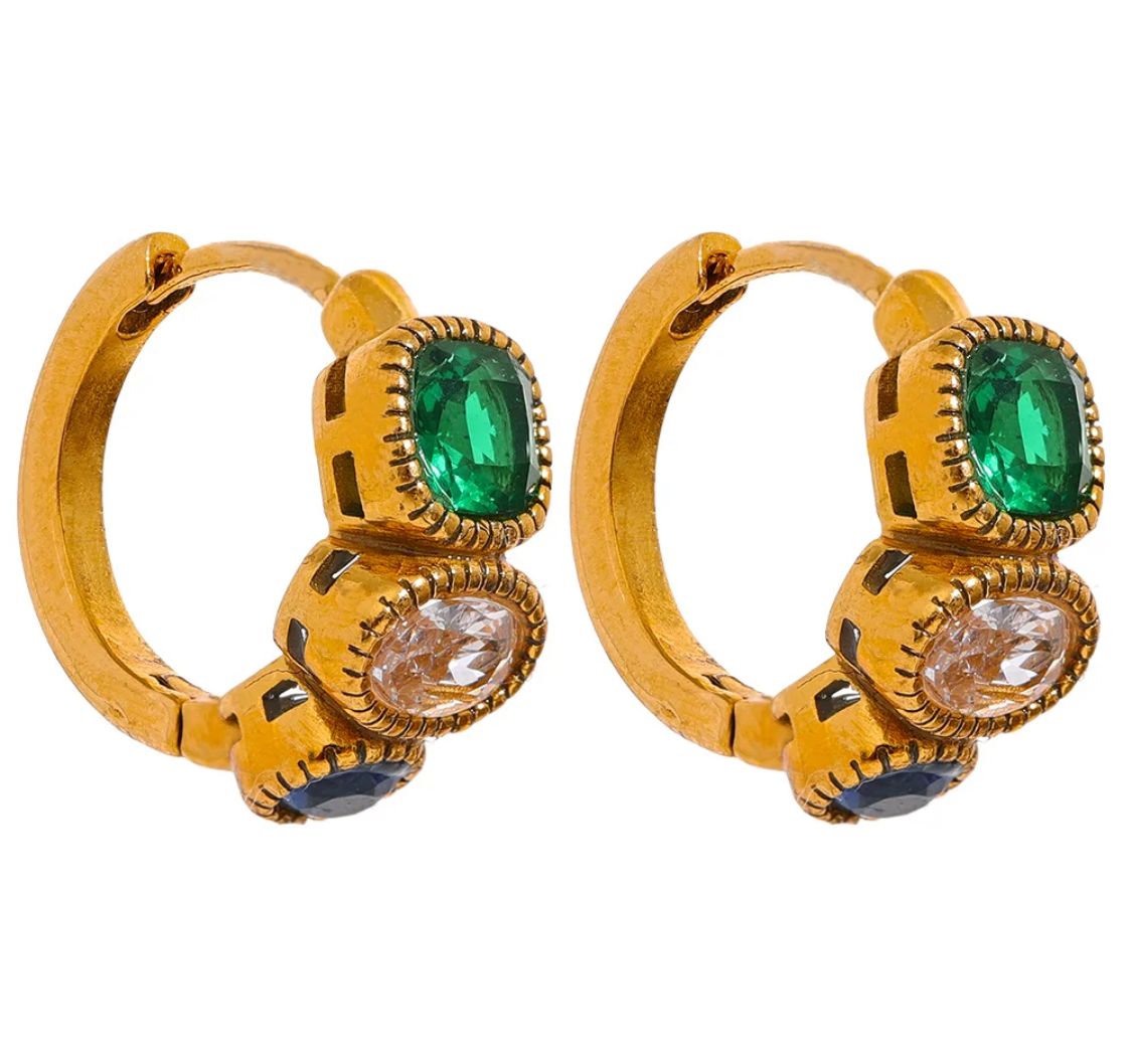 emerald huggie earrings