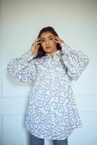 printed oversized poplin dress