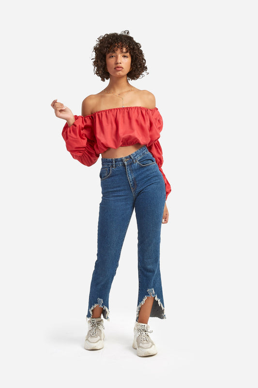 cotton blouse with ballon sleeves