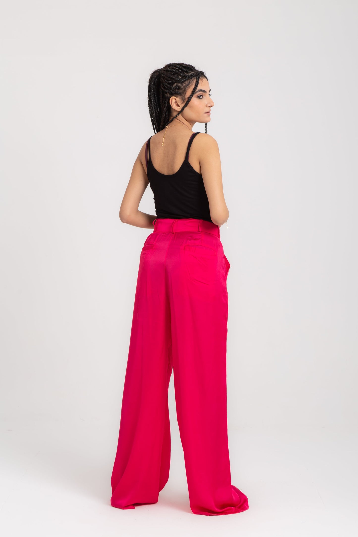 Satin pleated pants