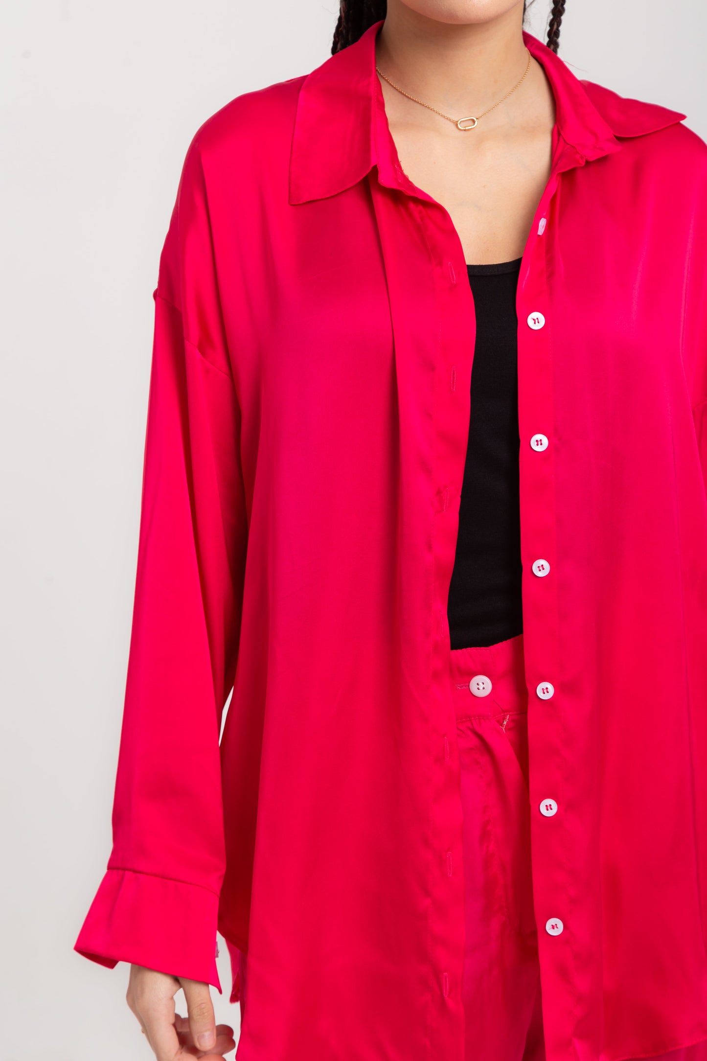 Oversized satin shirt