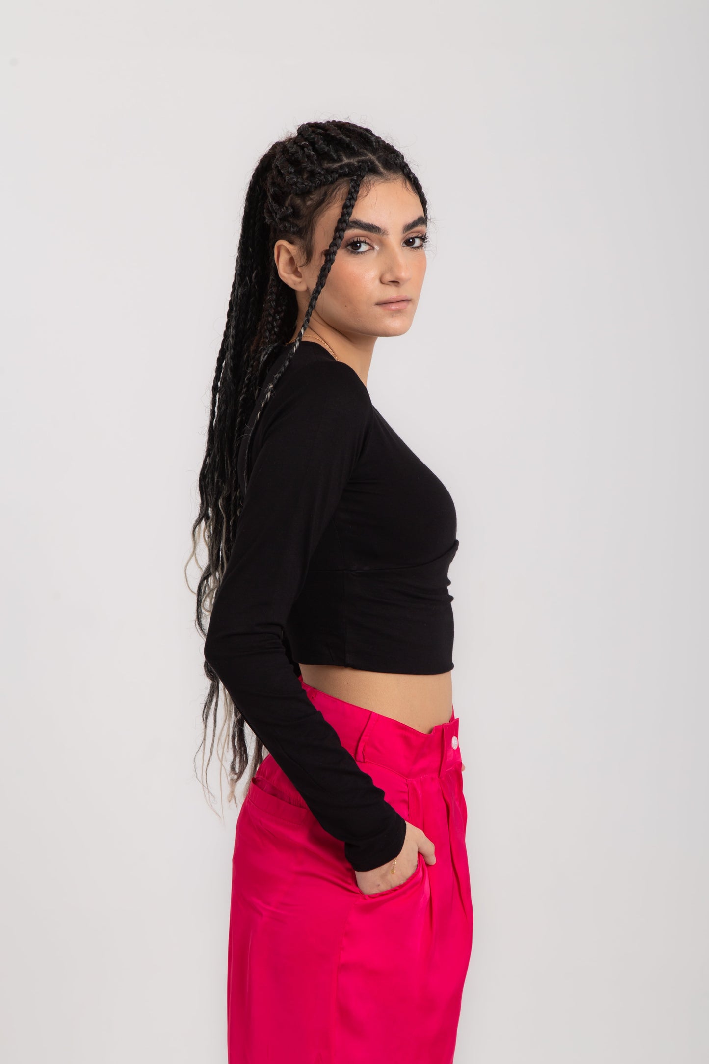 Long sleeves top with corset cut