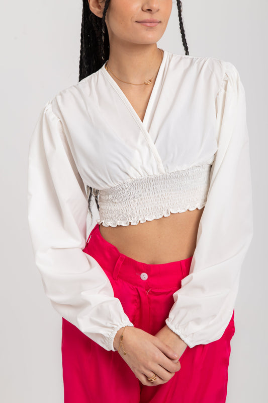 Blouse with V neck and elastic band