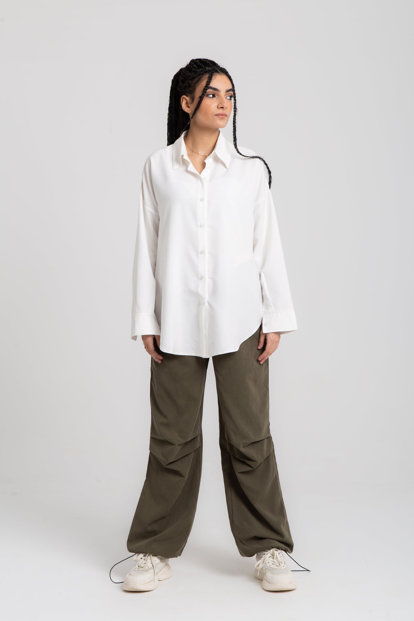 Basic oversized mixed cotton shirt