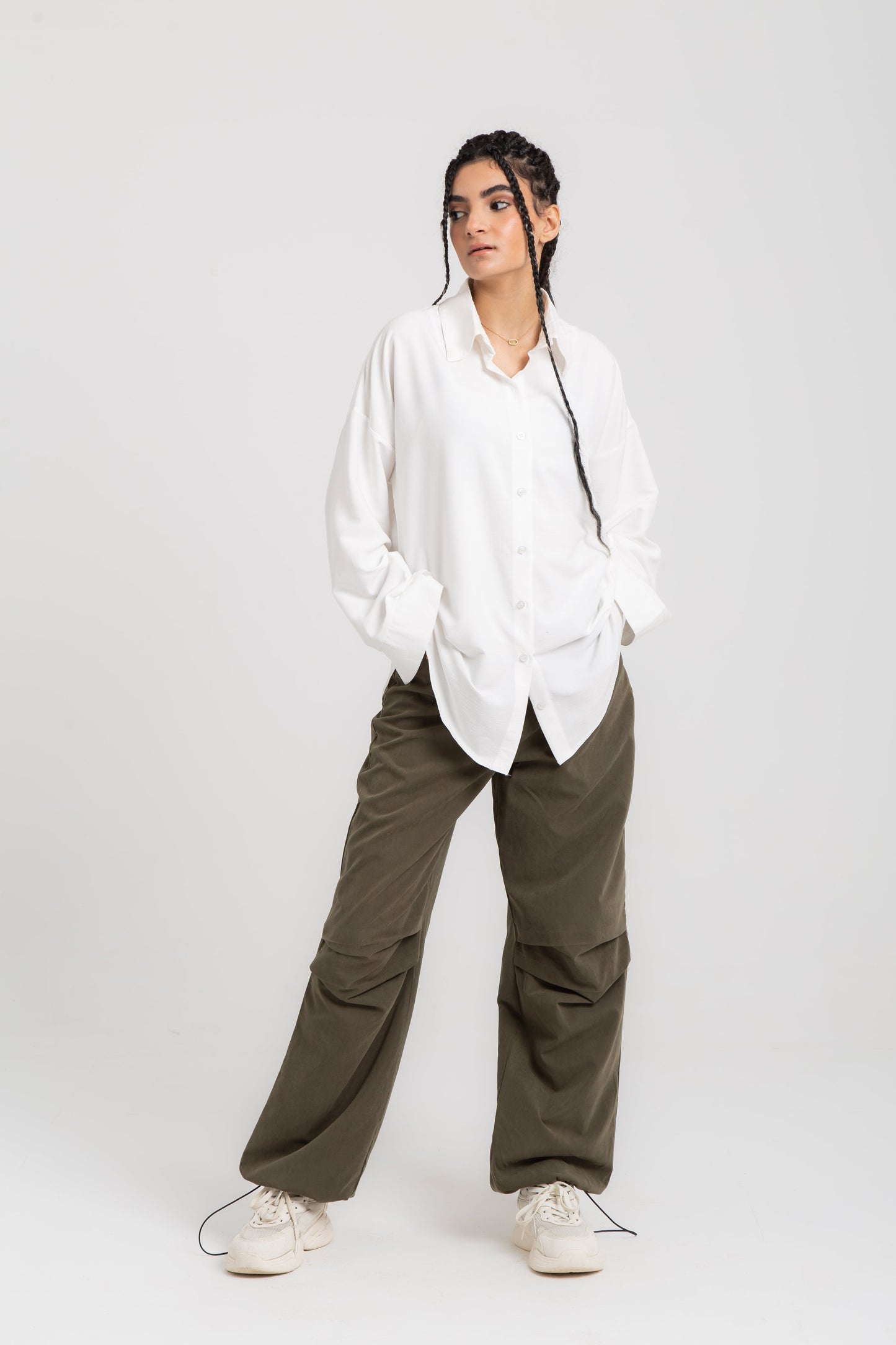 Basic oversized mixed cotton shirt