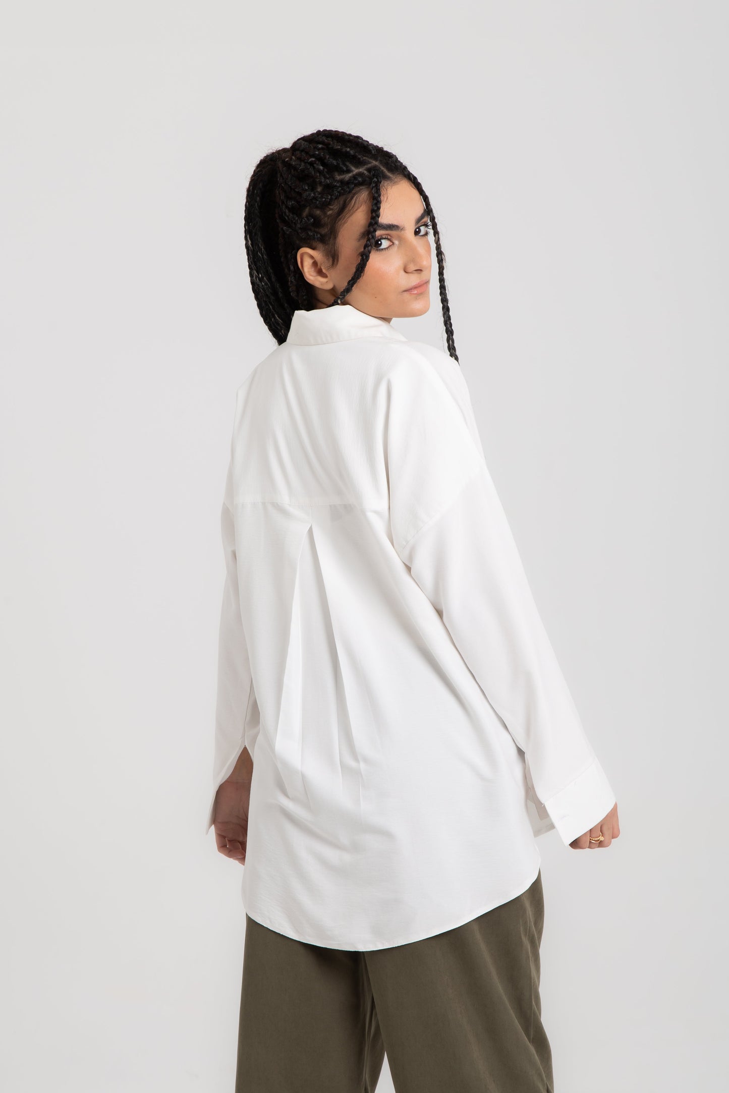 Basic oversized mixed cotton shirt