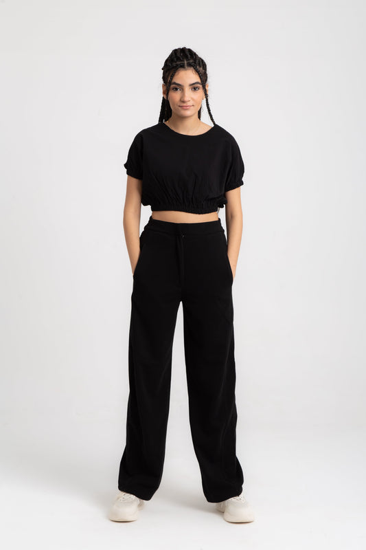 Wide leg cotton pant