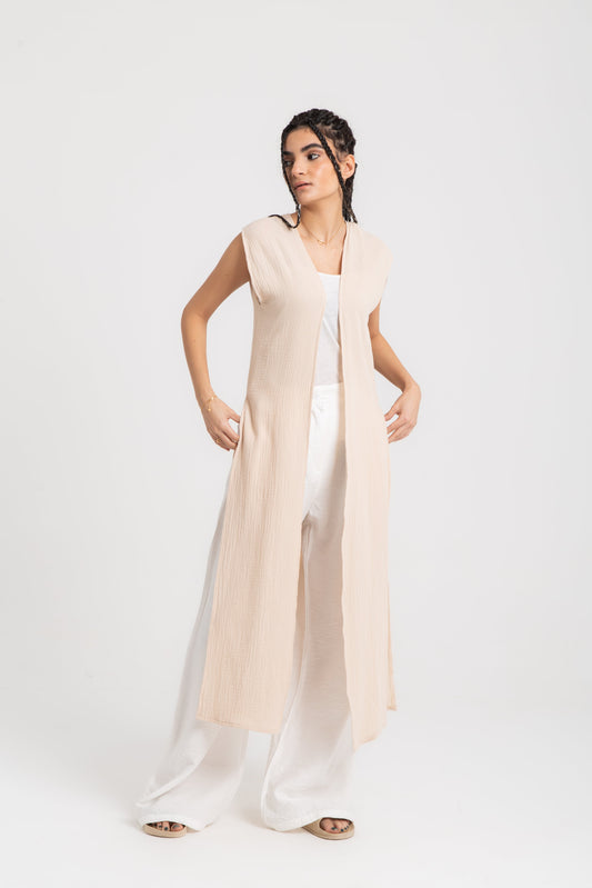 Long cardigan with side slits