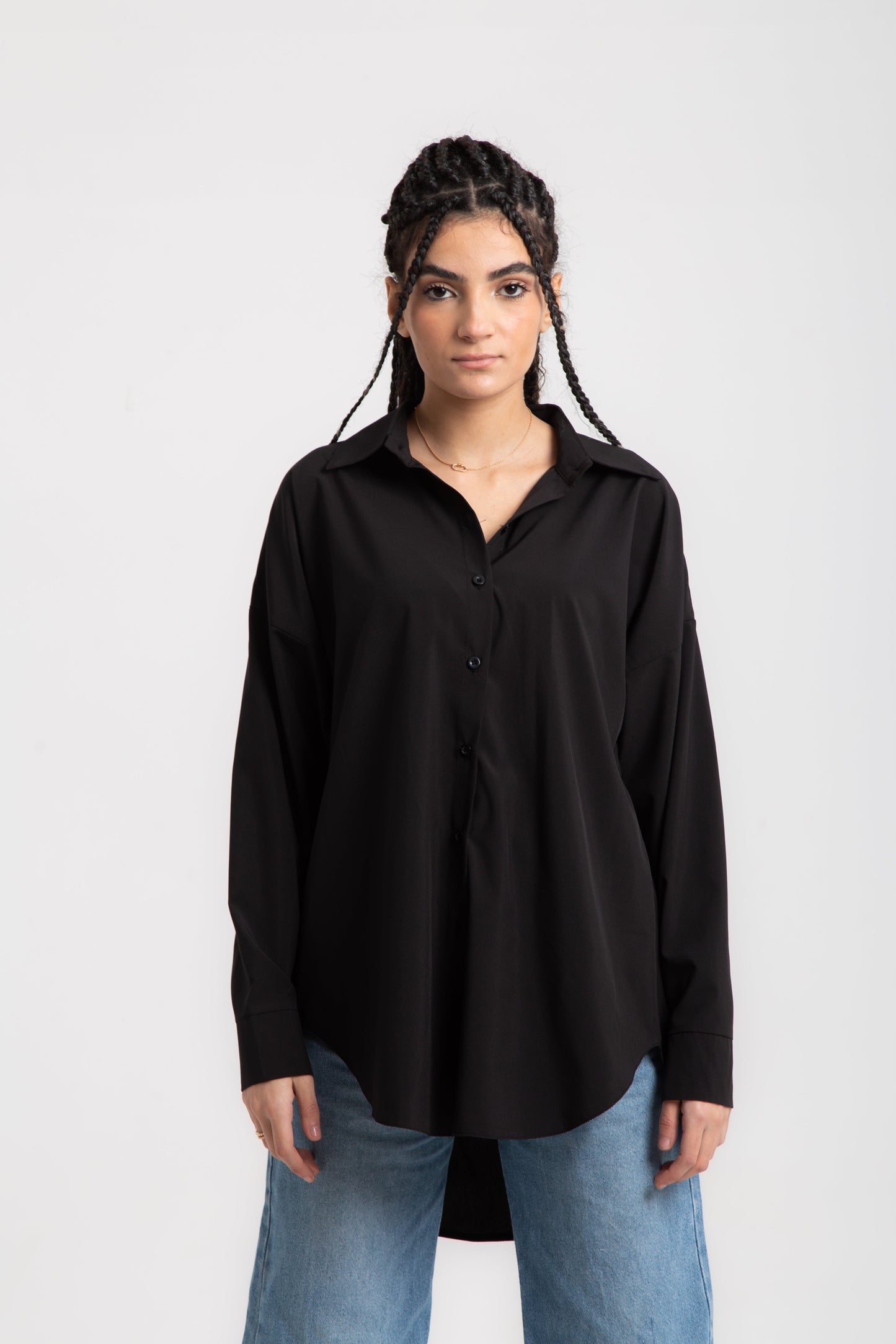 Basic oversized mixed cotton shirt