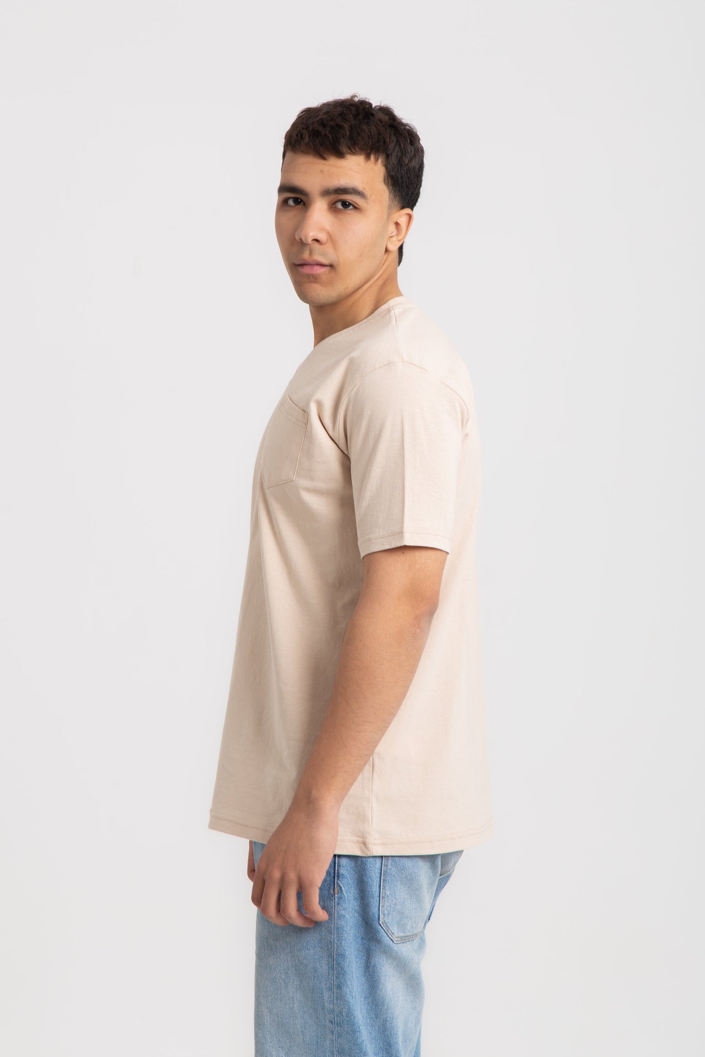 Basic cotton V neck T- shirt with side pocket