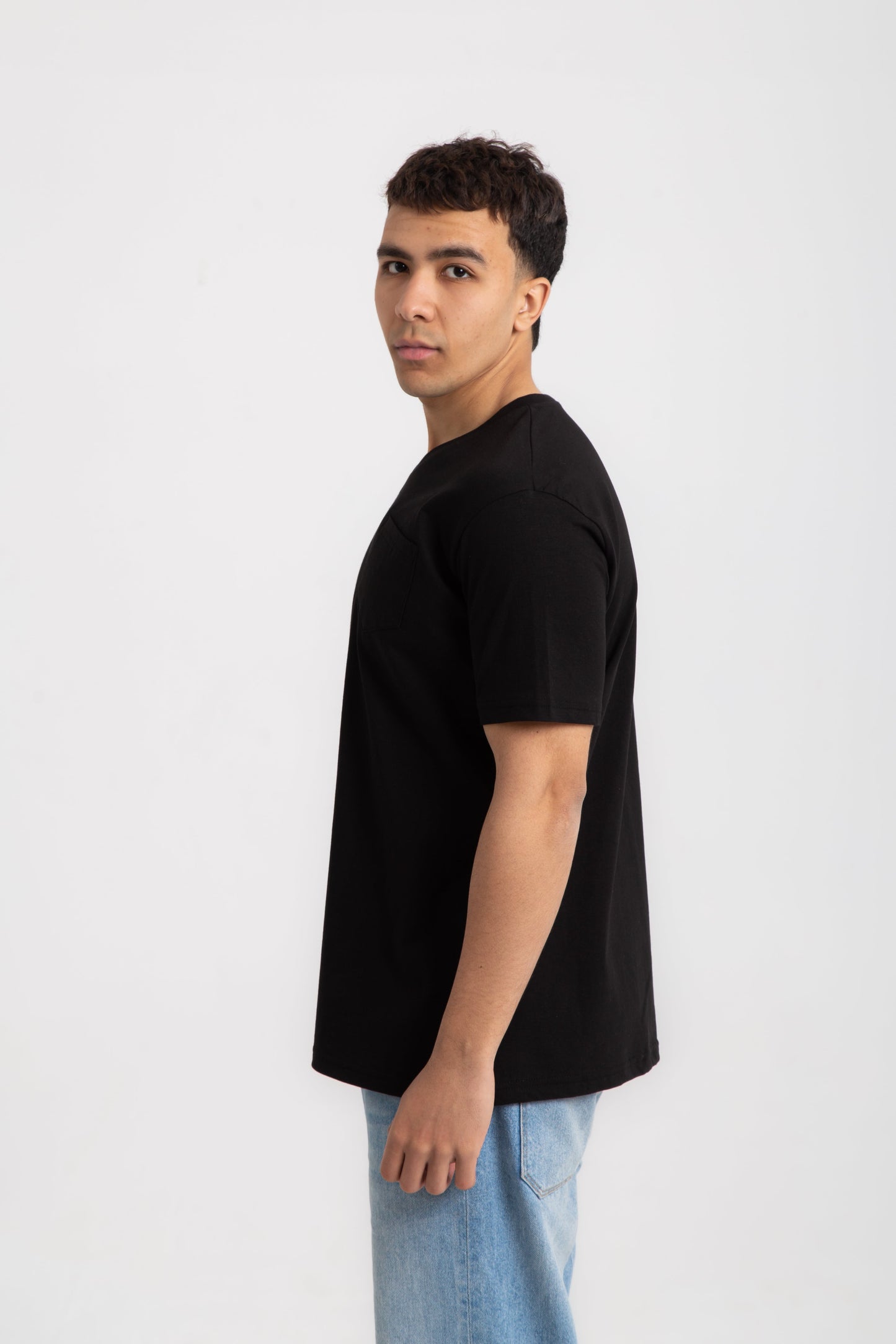 Basic cotton V neck T- shirt with side pocket