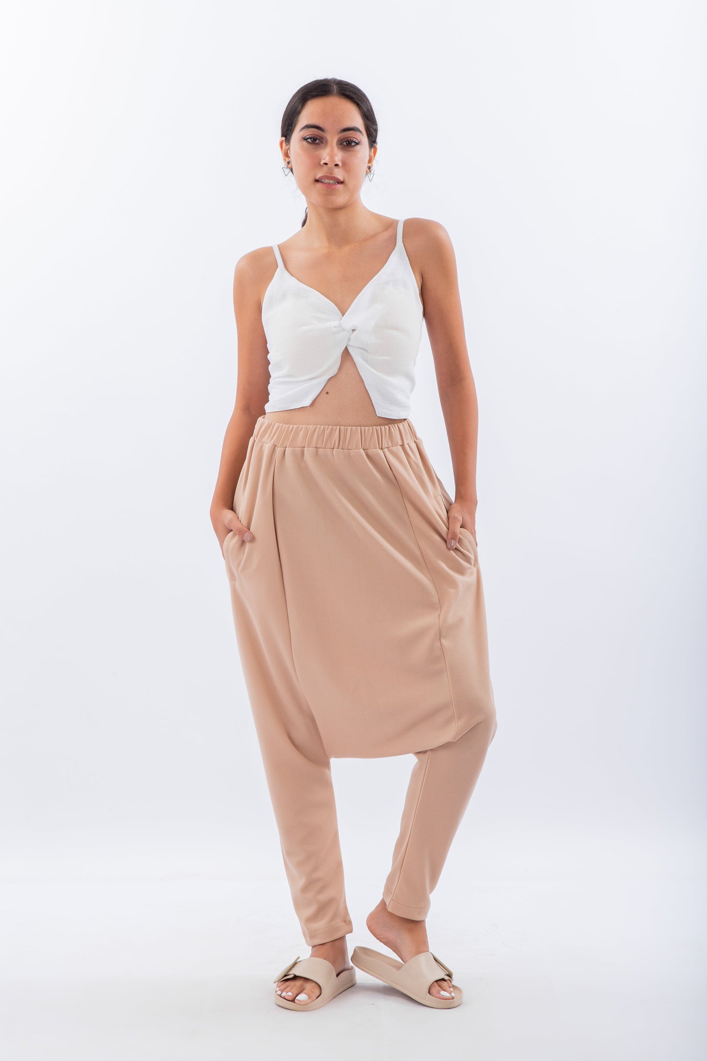 Linen wrap top with front tye