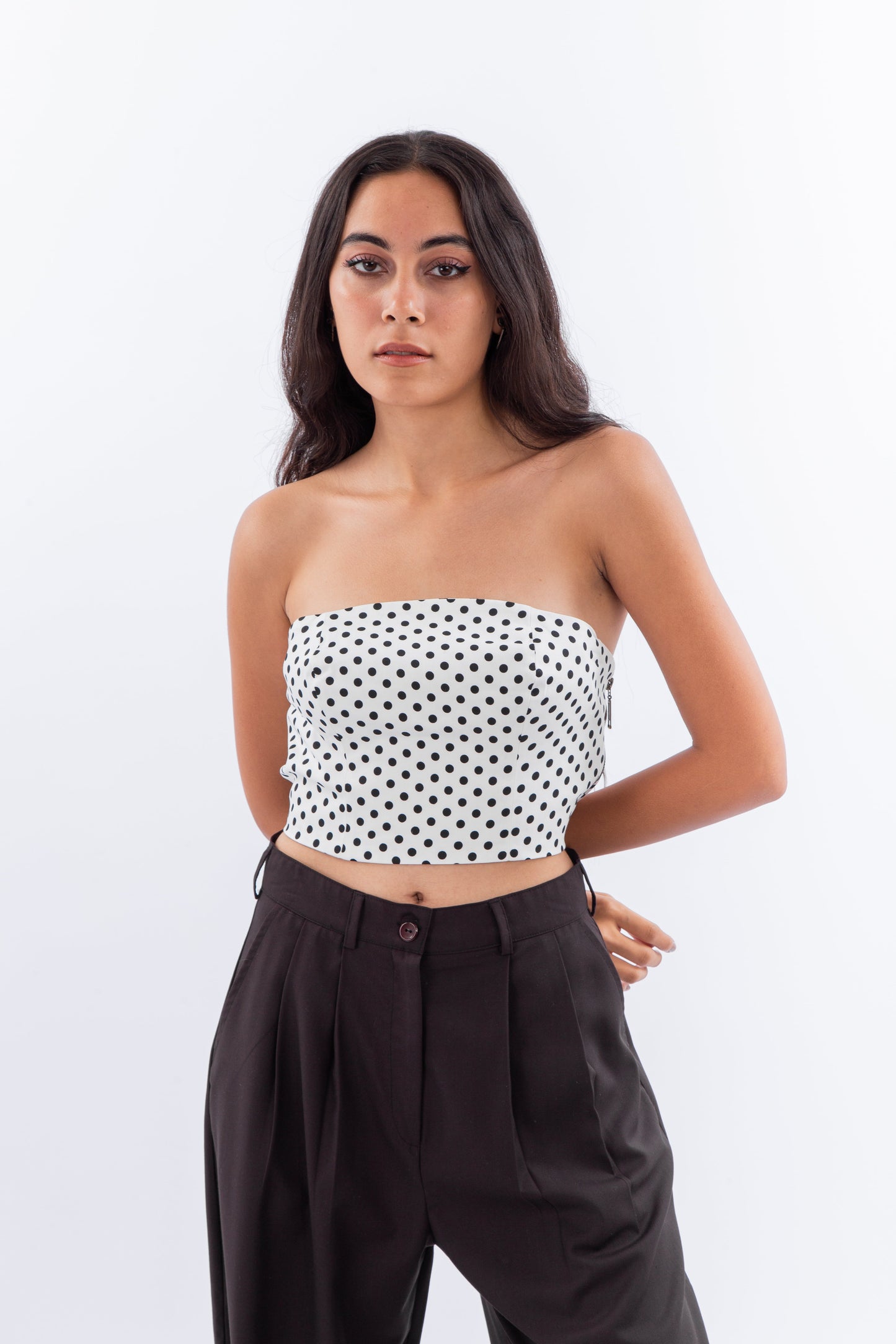 Bustier with polka dots fabric