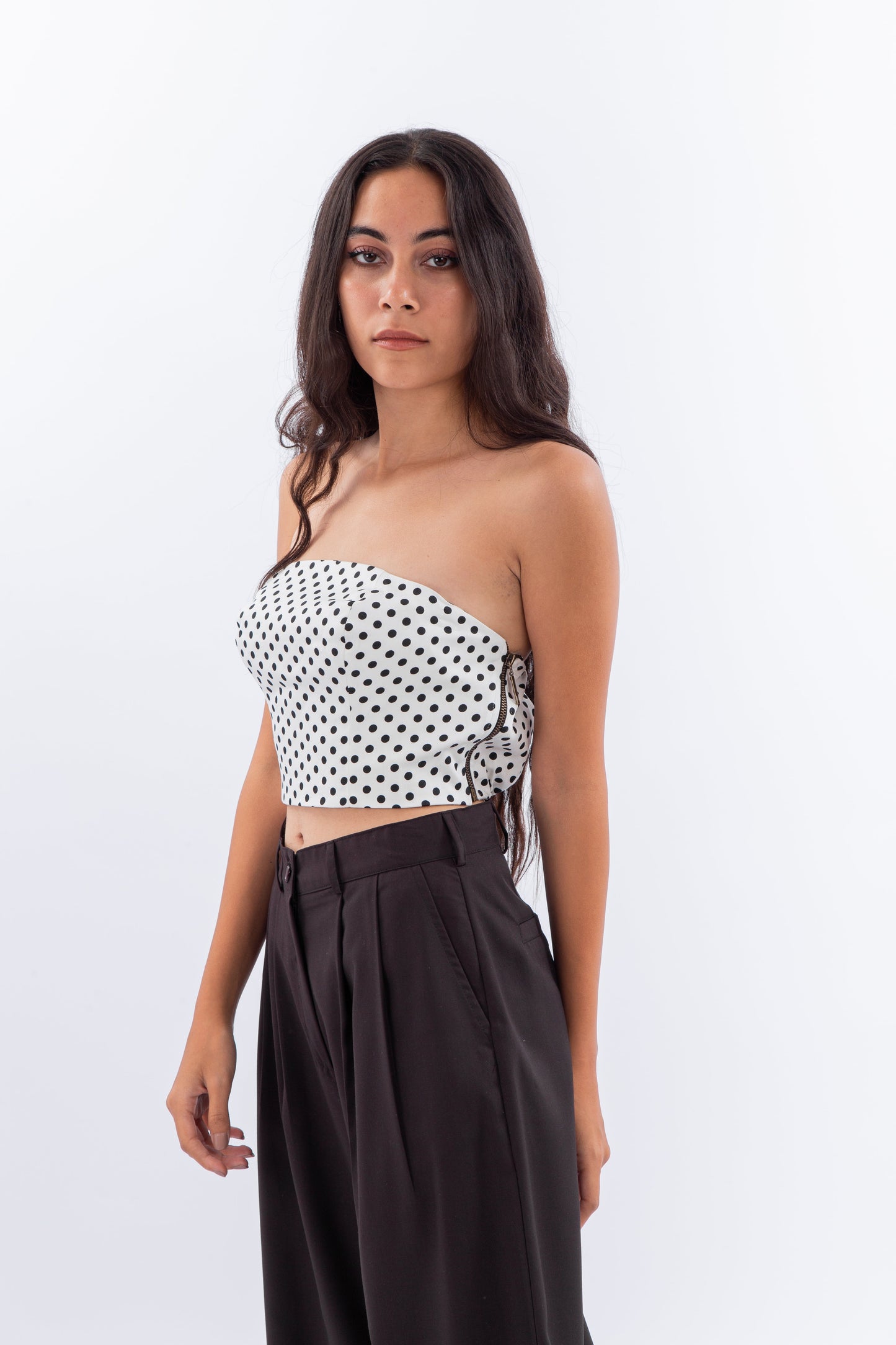 Bustier with polka dots fabric