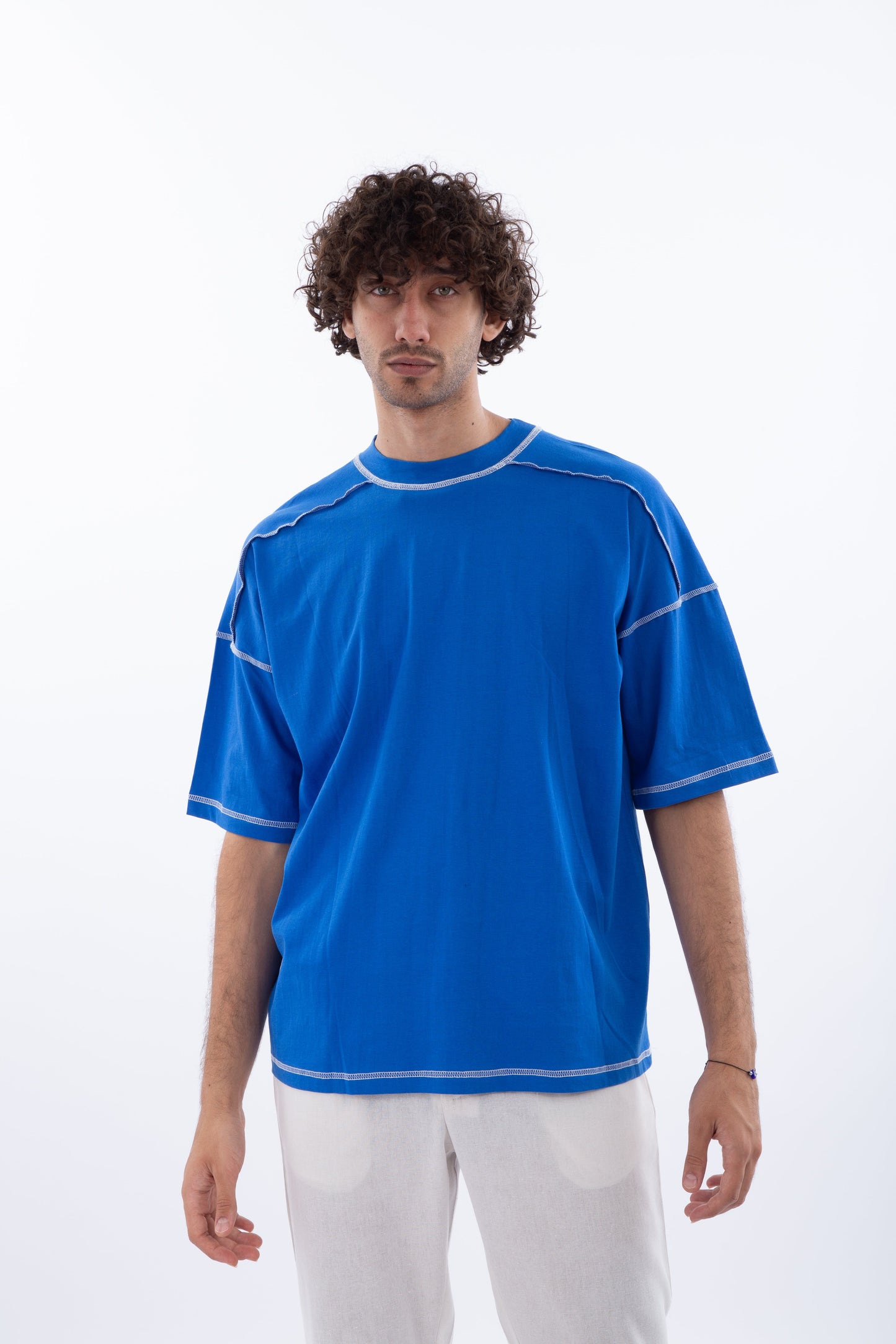 Oversize T shirt with raw sticthing detail