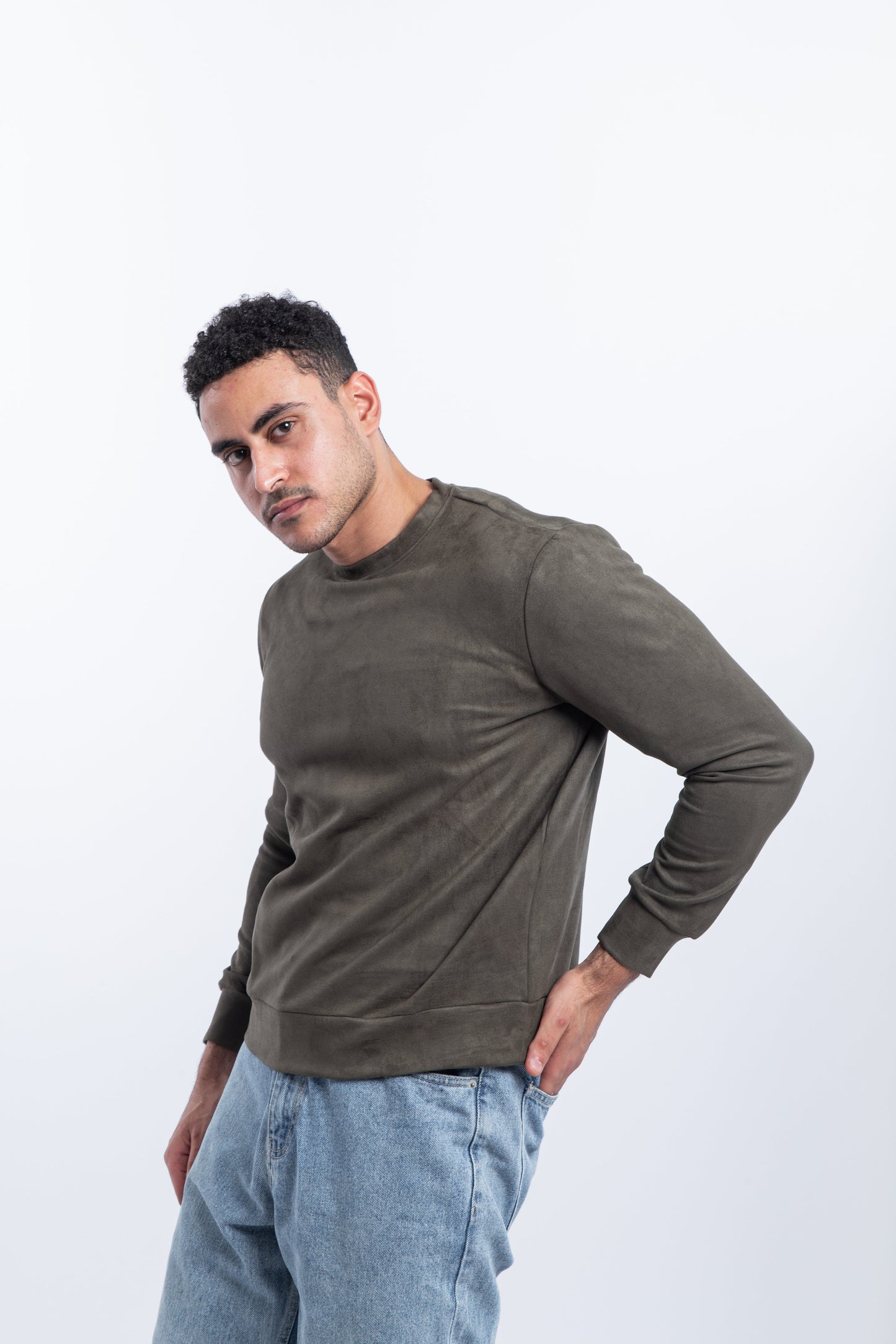 Suede plain jumper