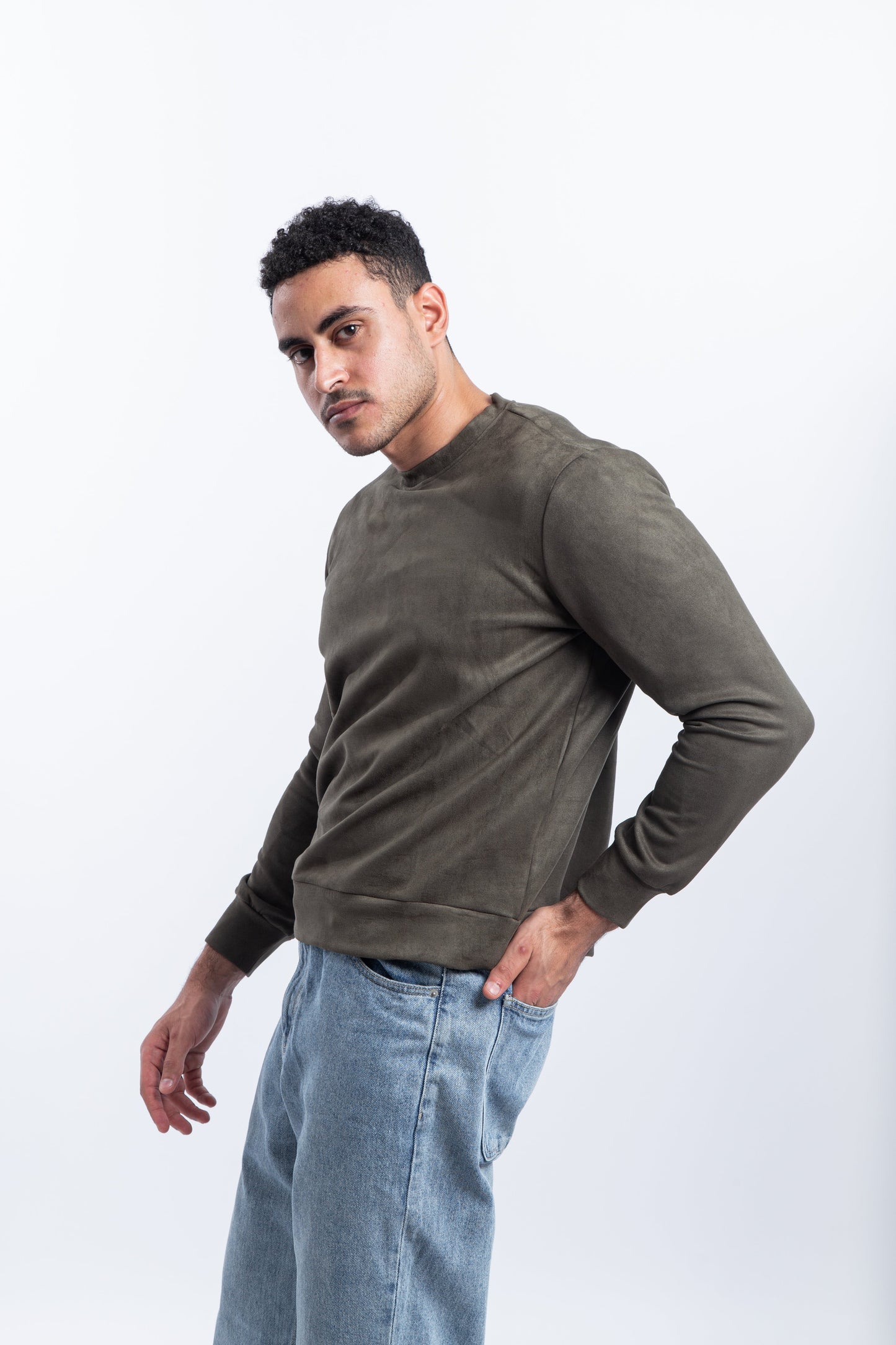 Suede plain jumper