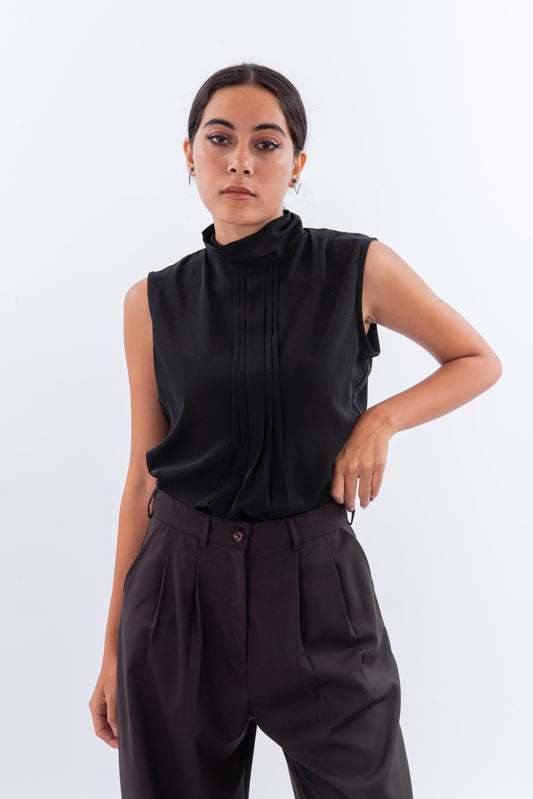 Top with pleated front detail