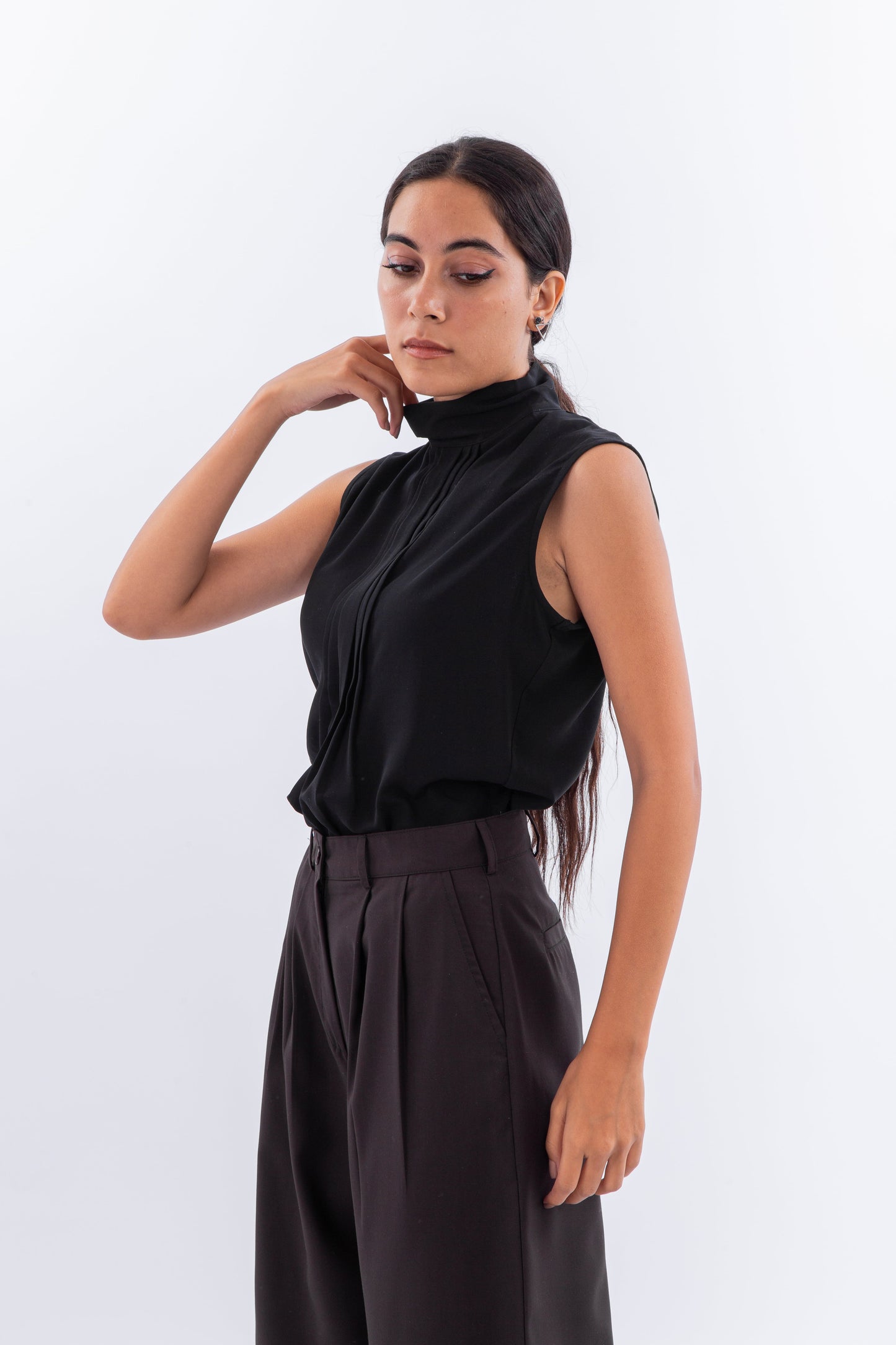 Top with pleated front detail