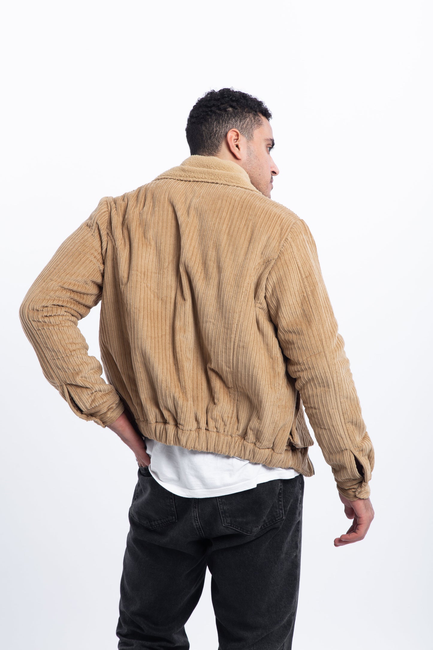 Suede bomber jacket lined with faux fur