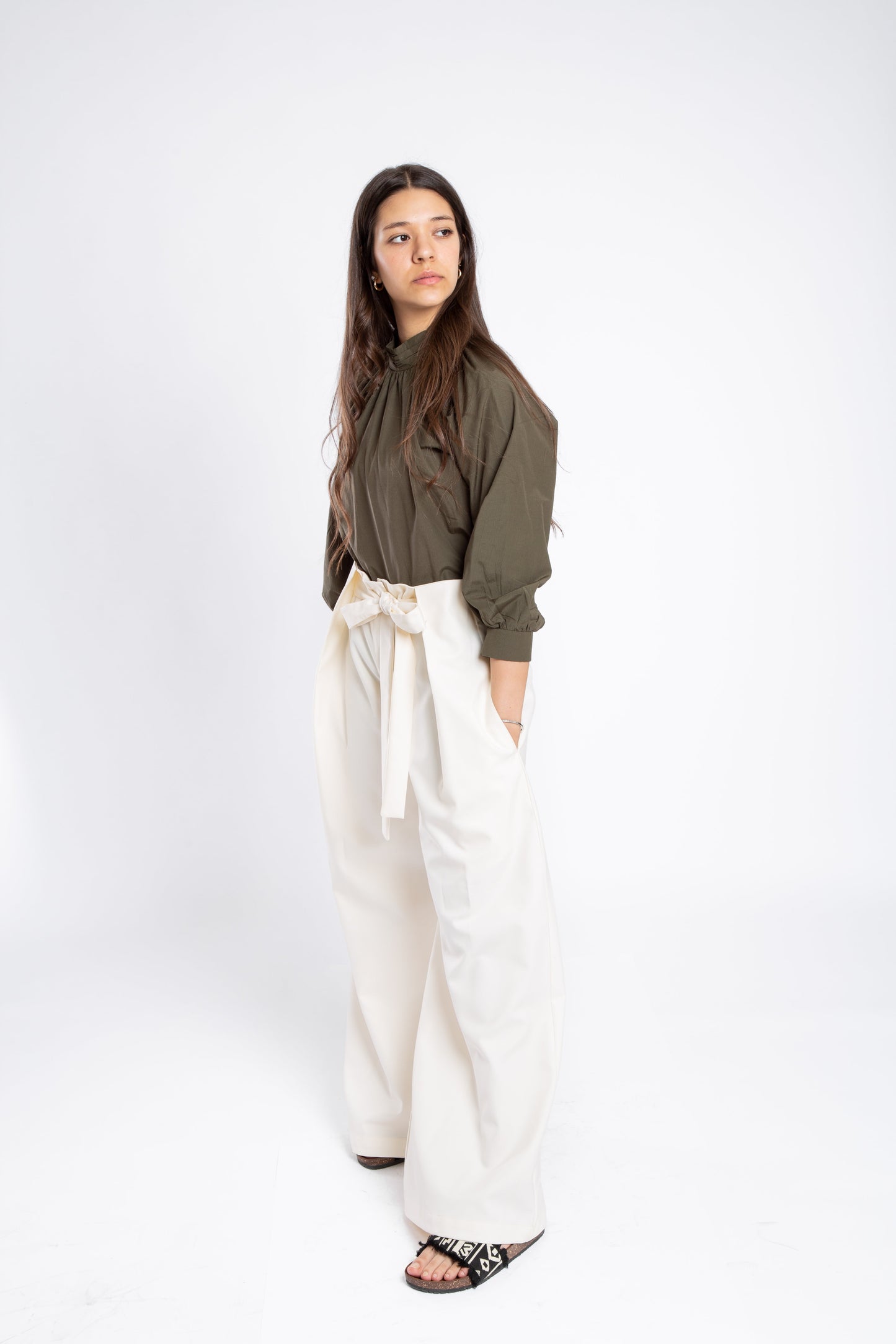 wide leg paper bag pant