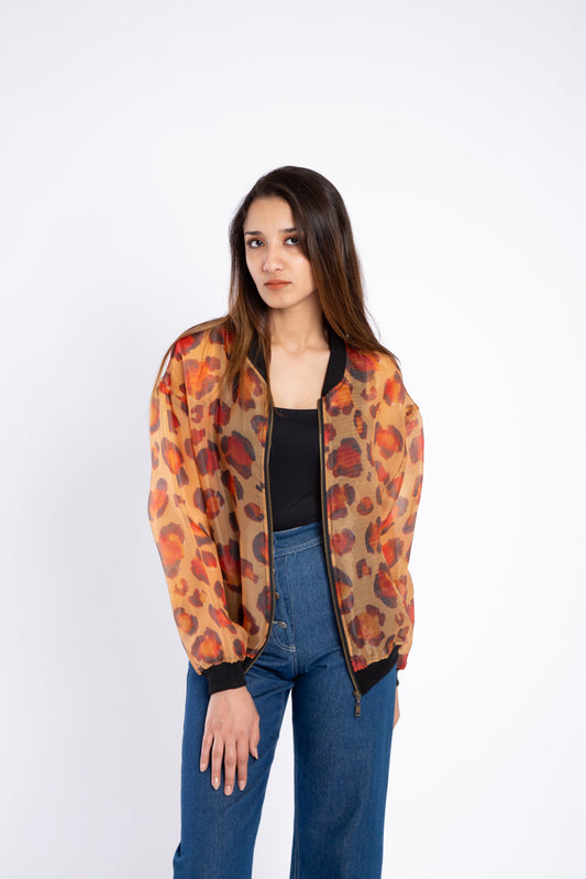 organza jacket with animal prints