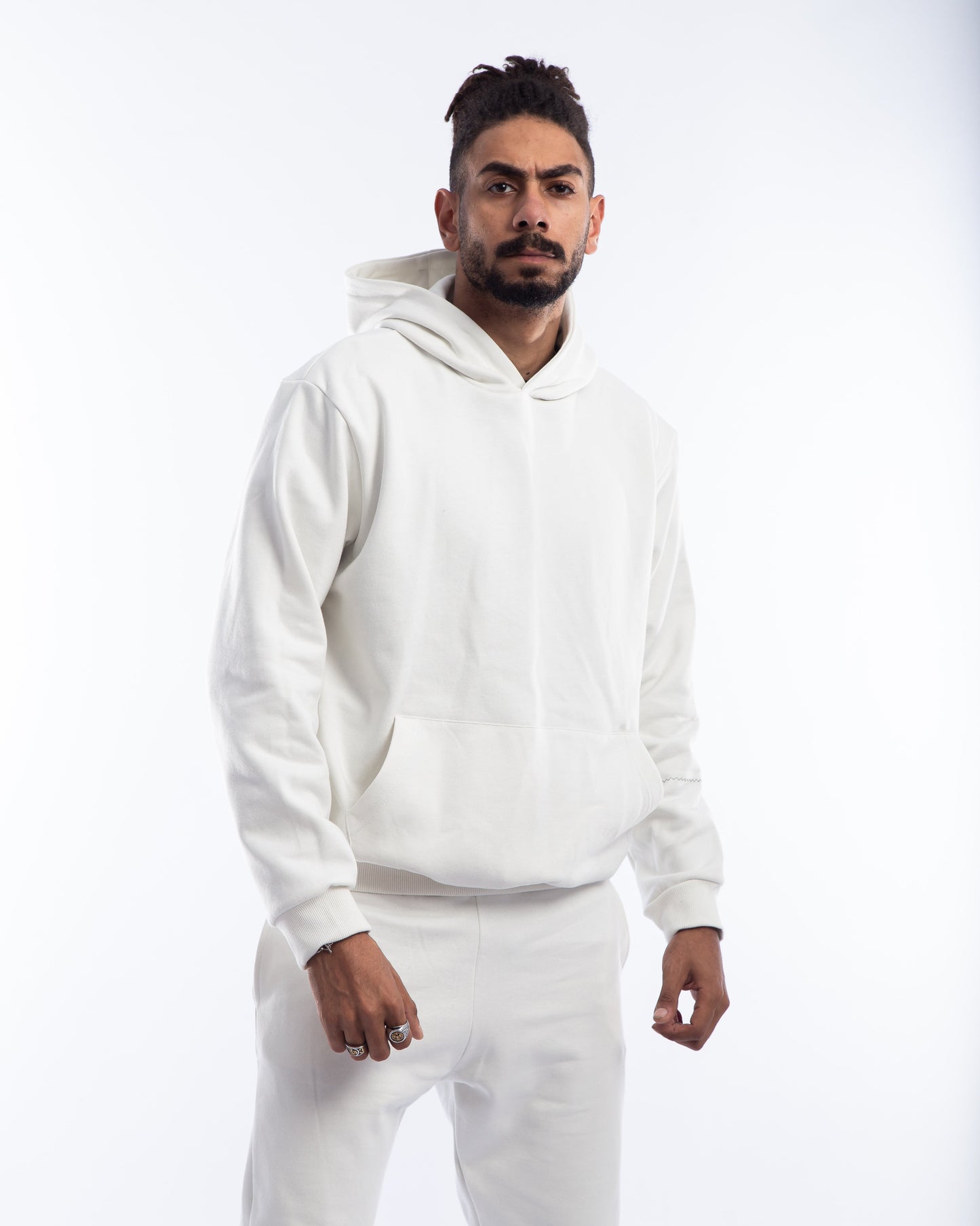 Hoodie with zigzag embroidery on one arm