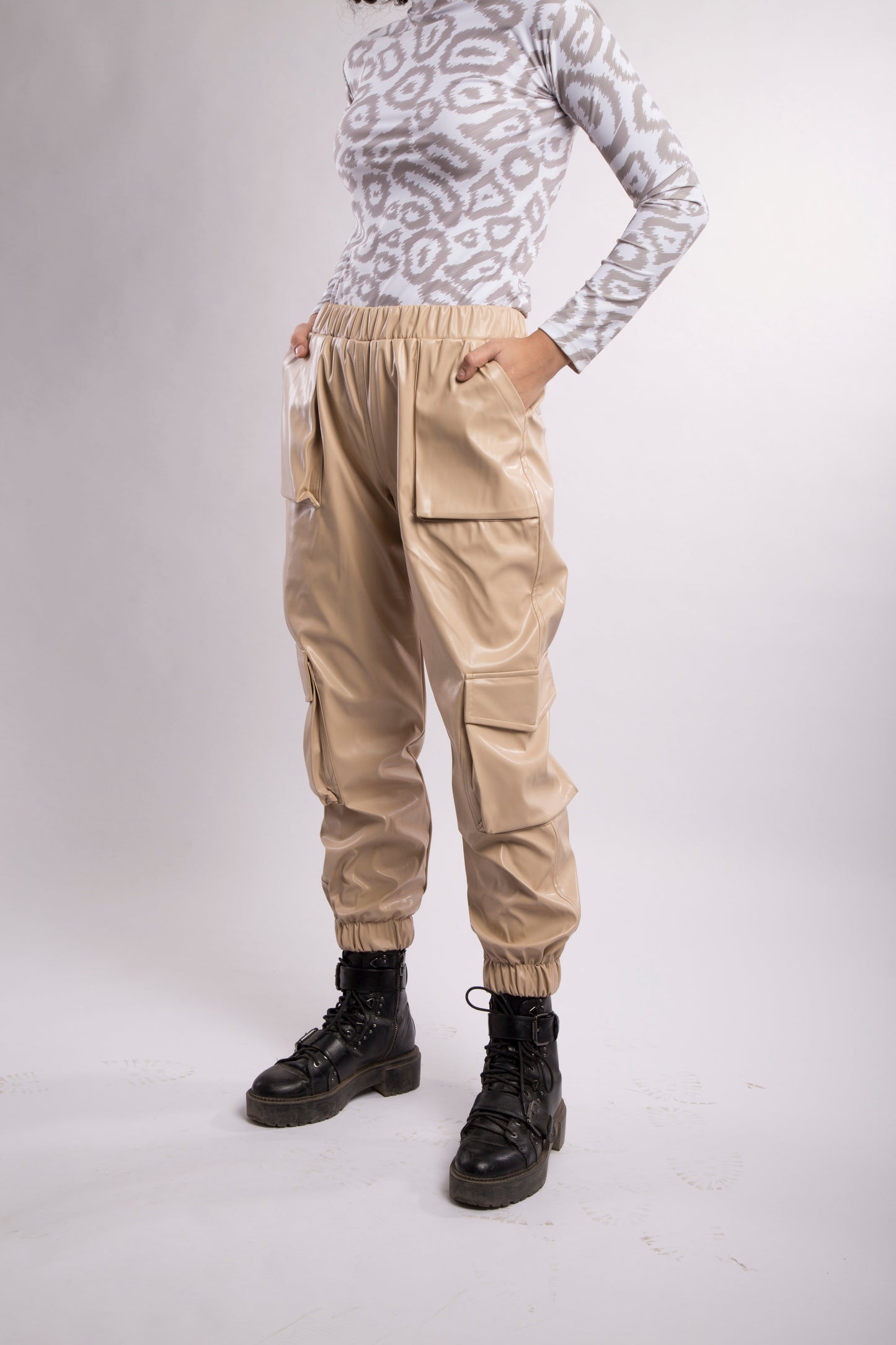 Leather cargo pant