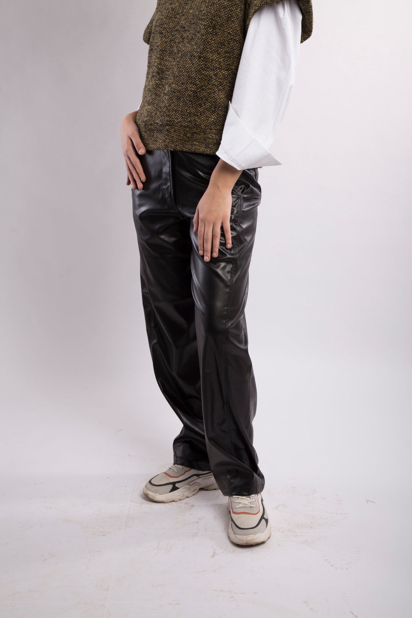 leather straight leg pant