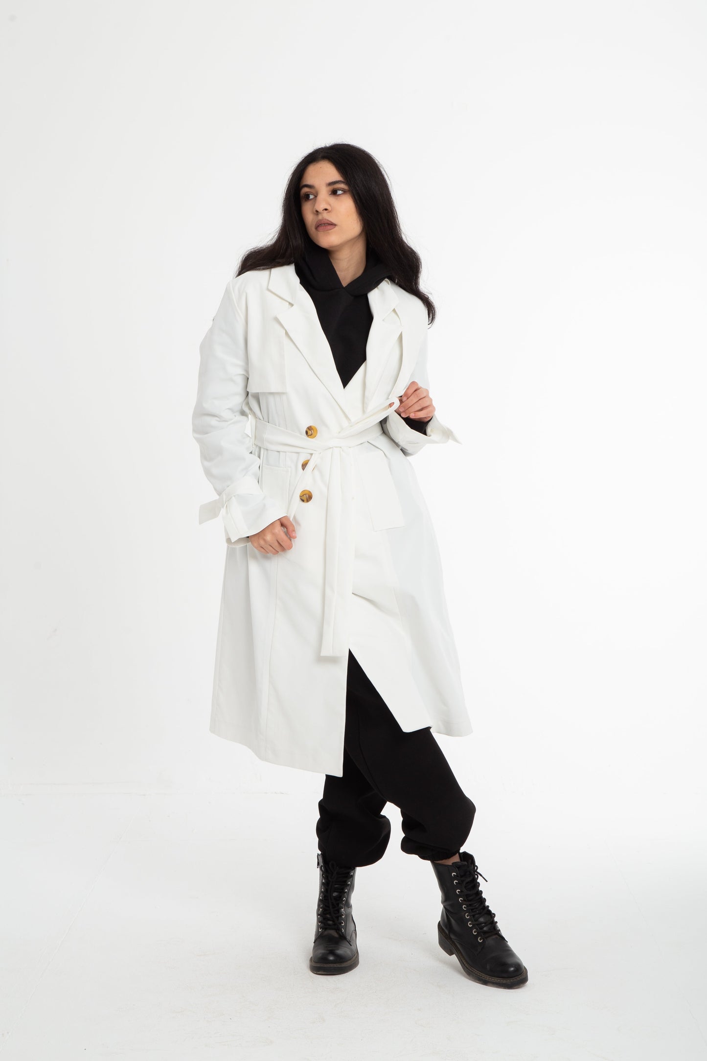 Trench coat with double buttons