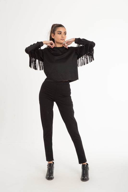 Sweatshirt with back tassels