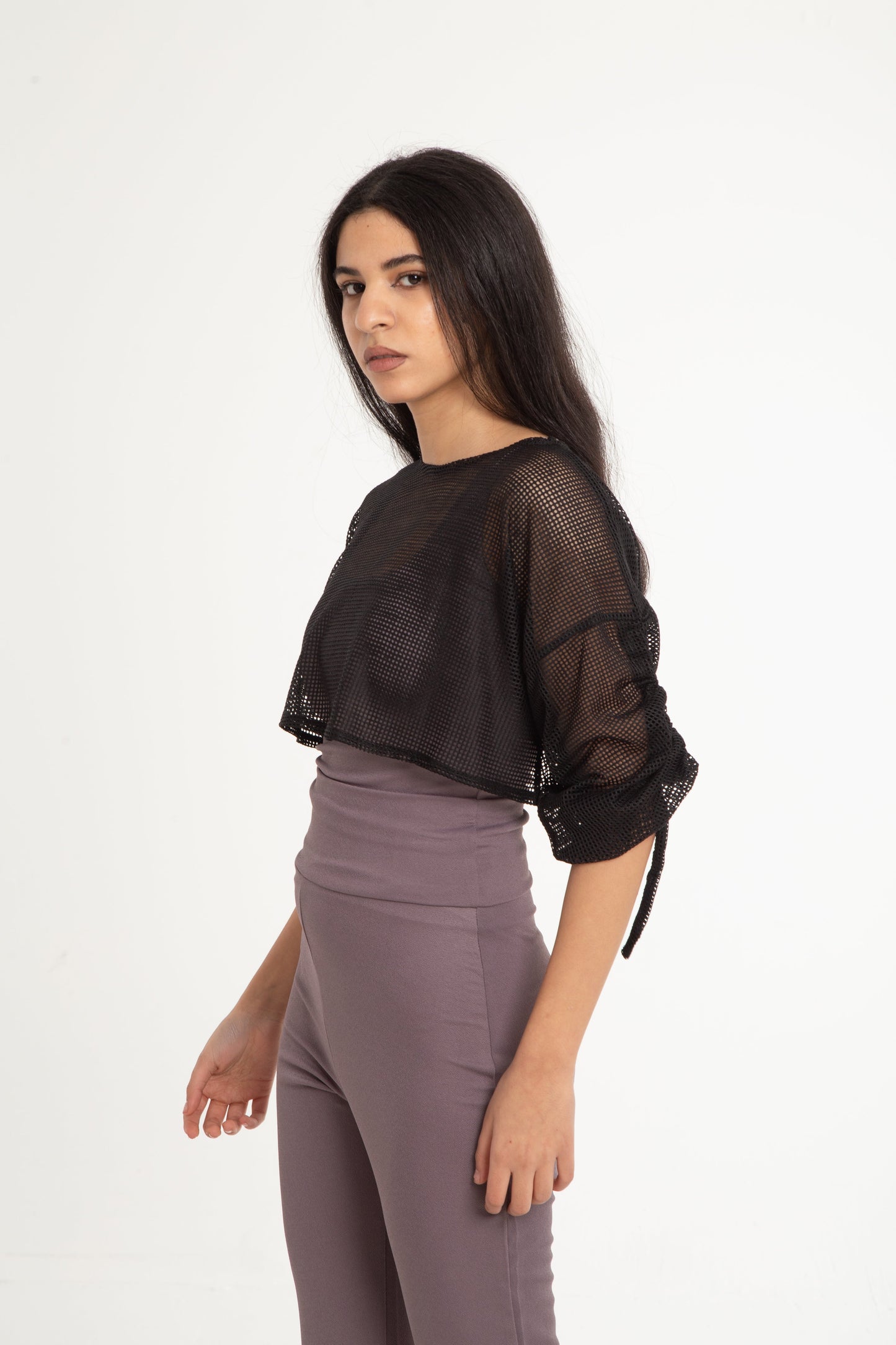 Net blouse with elastic strings